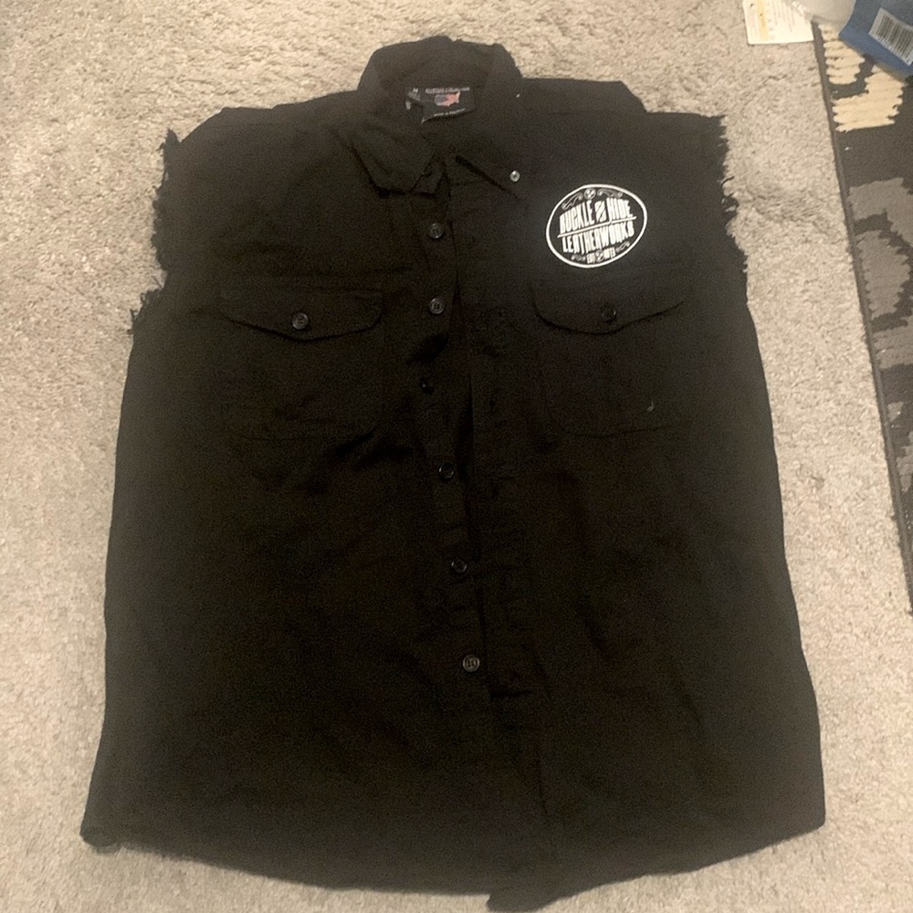 Sz Med- Biker frayed cutoff vest